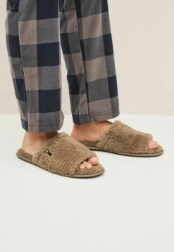 Next Borg Lined Slider Standard - Pantuflas - Stone Natural